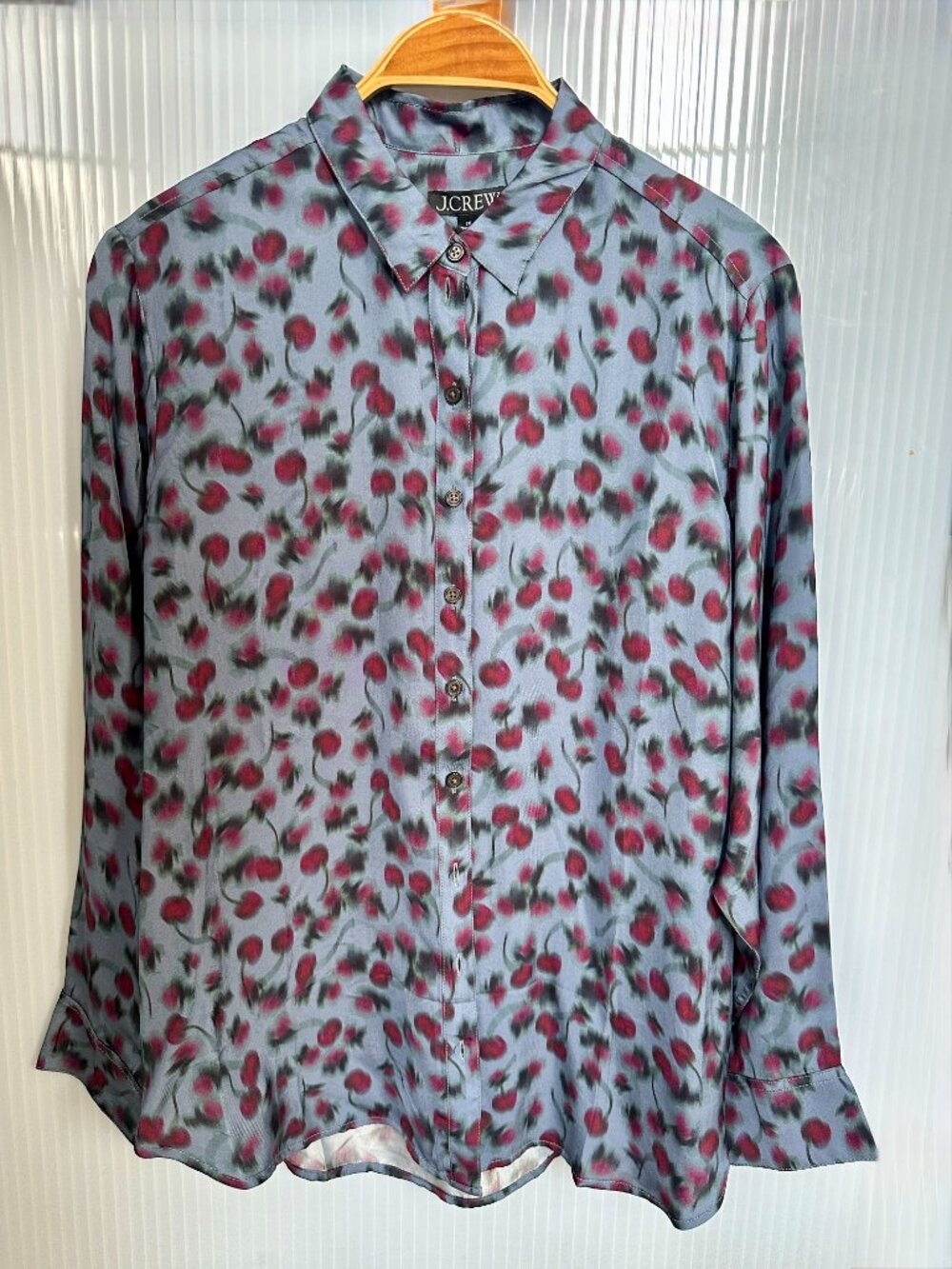 J.Crew Drapey Button Up Shirt Blouse 2X Blue Viscose Twill NWT